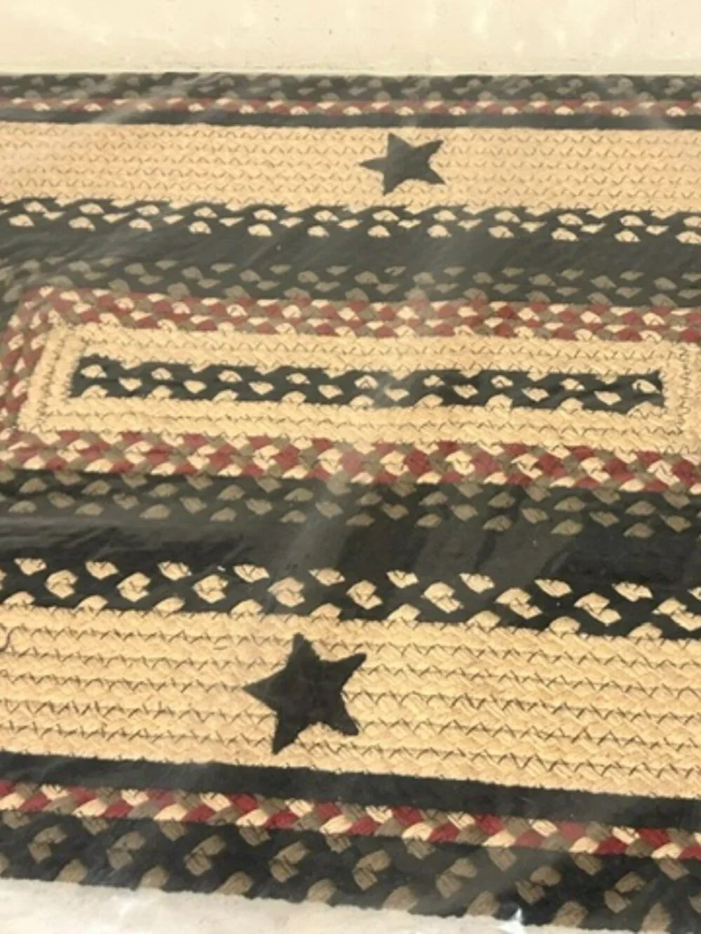 Country new Braided Jute Star Rug 20 in x 30 in